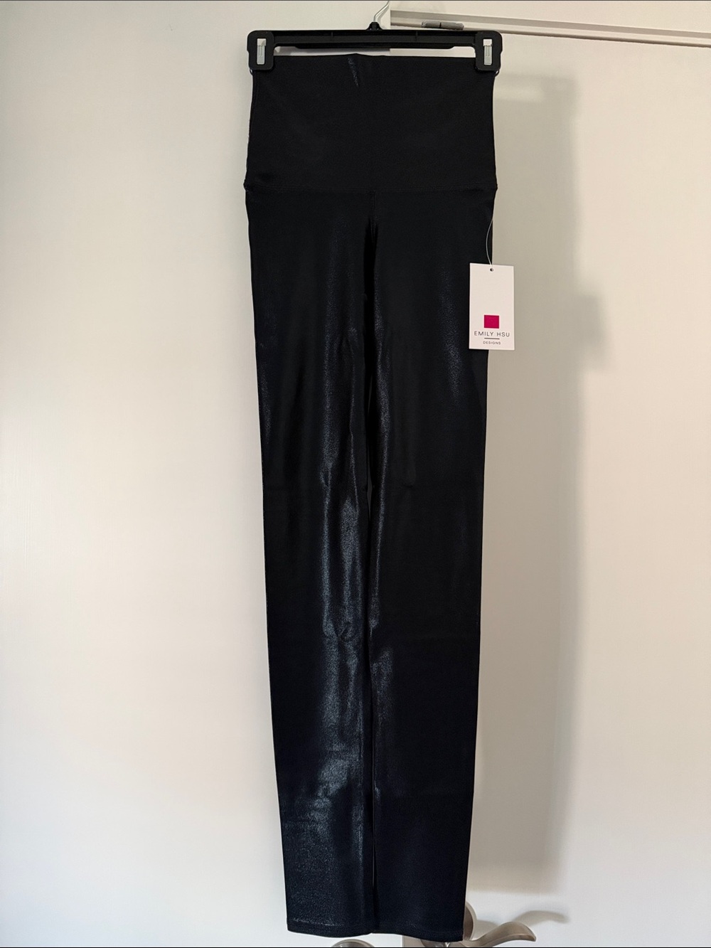 Emily Hsu Designs Black Shiny High-Waist Leggings